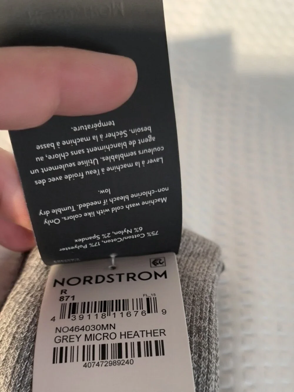 Nordstrom Men’s Light Gray Ribbed Casual Socks